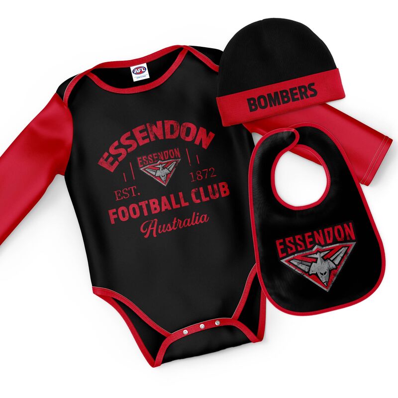 AFL Essendon Bombers Rover 3pc Bodysuit Gift Set