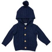 Rustic Class Lined Cable Knit Jacket  Navy