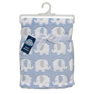 Snugtime Coral Fleece Blanket with Toy   Blue Elepant
