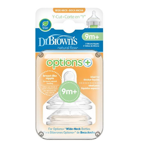 Dr Brownand39s Options PLUS Wide Neck Y Cut Teats Twin Pack