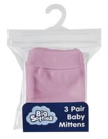Big Softies Cotton Mittens 3 Pack Pink
