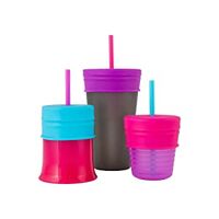 Boon Snug Straw 3pk Lids Pink Multi