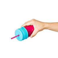 Boon Snug Straw Universal Silicone Straw Lids and Cup Pink  8oz