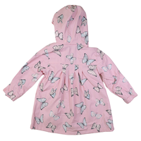 Butterfly Colour Change Terry Towelling Lined Raincoat Fairytale Pink