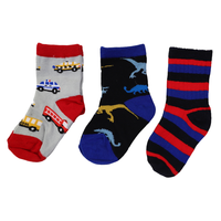 Cars & Dinosaur Socks 3pk Assorted