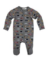 Cars and Trucks Double Zip Onesie - Charcoal