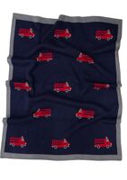 Fire Truck Knit Blanket  -Navy