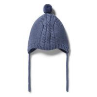 Knitted Cable Bonnet  Blue