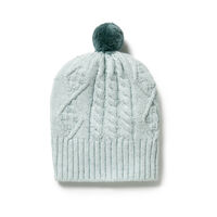 Knitted Cable Hat - Mint Fleck