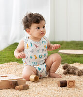 LTD ECOVERO Short Sleeve Bodysuit - Alphabet Soup