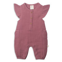 TTS23-5B Linen Crinkle Playsuit Rose 