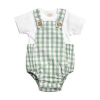 TTS23-12B Romper Set Gingham Basil 