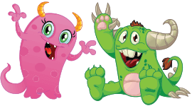 Pink and Green Characters